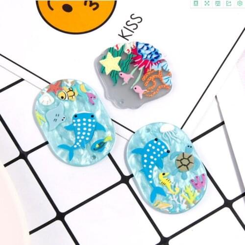4pcs Ocean Series Acrylic whale Fish Charms 3D Resin Stamp Shell Earring Pendant DIY Jewelry Accessories