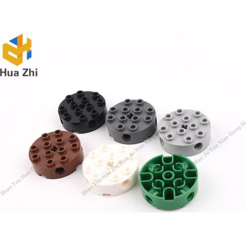 6PCS 6222 Brick Round 4 x 4 with 4 Side Pin Holes and Center Axle HoleBuilding Blocks Parts MOC DIY Education Build Toys