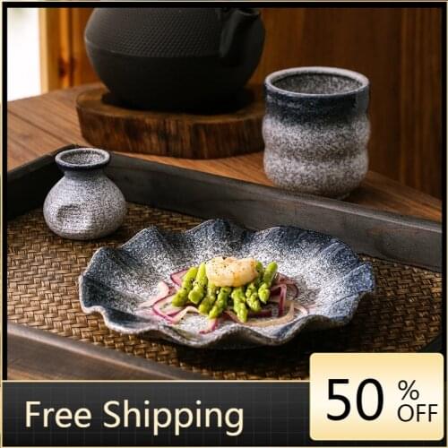 Abstract Vintage Dinner Plates Porcelain Flower Shaped Fruit Japanese Cooking Plate Food Deep Sushi Talheres Trinket Dish HX50DP