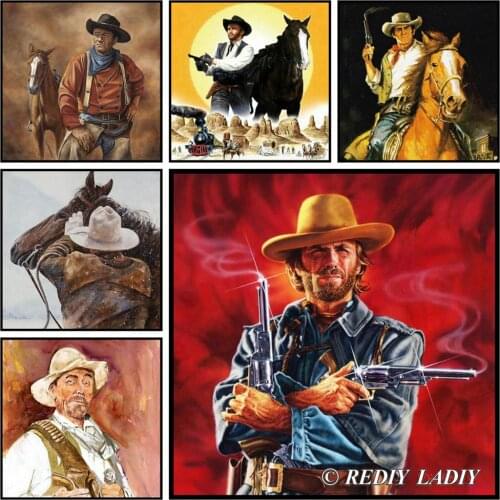 Diamond Painting Western Cow Boys Full Square/Round Drill Diamond Embroidery Bead Cross Stitch Mosaic Picture Wall Arts & Crafts