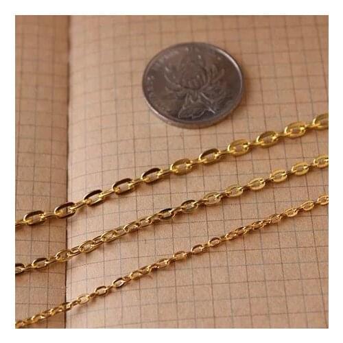 Ship Free~ DIY accessories Adjust the chain 3*2mm metal flat O capacity golden chain