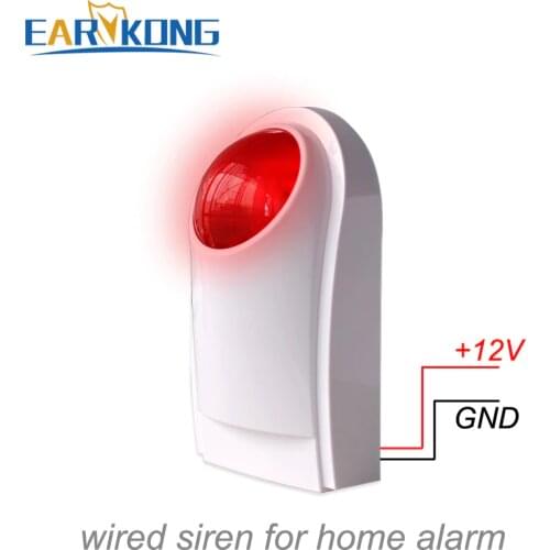 Free Shipping Intelligent Home Alarm To Connect The Alarm System Outdoor 12V Wired Red LED Flash Siren Alarm System