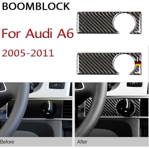 BOOMBLOCK Carbon Fiber Car Engine Start Stop Panel Trim Stickers Key Hole Frame Cover For audi a6 c5 c6 2005-2011 Accessories