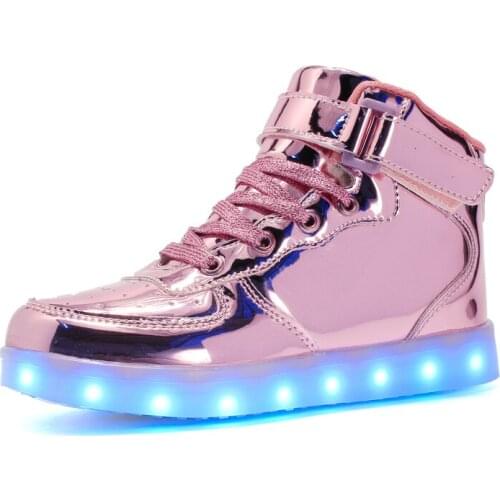 Kids Led Usb Charging Glowing Sneakers Children Hook Loop Fashion Luminous Shoes For Girls Boys Skate Shoes