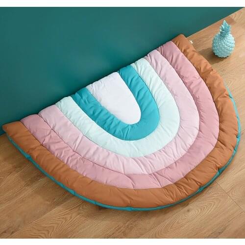 Baby Rainbow Floor Crawling Cotton Blanket Childrens Carpet in the Nursery Climbing Pad Kids Rug Activitys Games Mat for Infant
