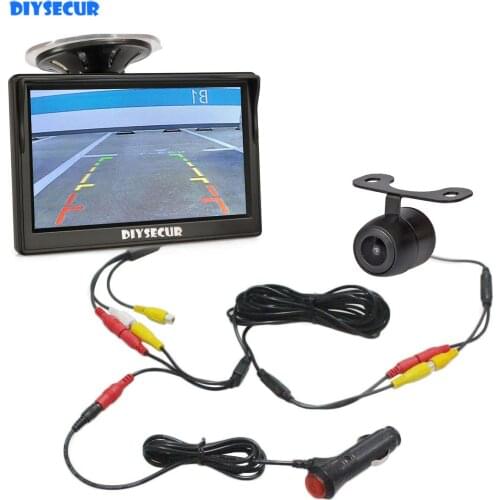 DIYSECUR 5" HD TFT LCD Display Rear View Car Monitor + Backup Car Reverse Camera Parking Security System Kit