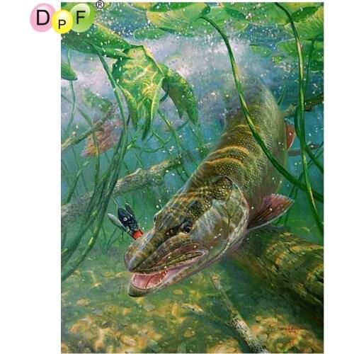 DPF DIY Lotus pond fish 5D needlework diamond mosaic square home decor diamond embroidery diamond painting cross stitch crafts