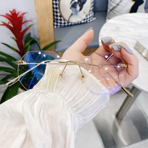 Elbru Rimless Glasses Frame Women Spectacle Blue Light Blocking Transparent Optical Glasses Men Eyeglasses Optical Frames