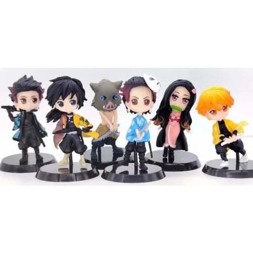 Anime Demon Slayer Figure Kamado Tanjirou Nezuko Action Figures PVC Model Toys Zenitsu Figurine Inosuke Kimetsu No Yaiba Figura