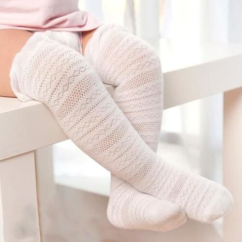 Kids Knee High Socks 0-4 Years Newborn Infant Non-Slip Long Stocking Baby Boys Girls Cotton Mesh Breathable Soft Stocking