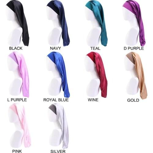 Hats Fashion Trend Multi-functional Imitation Silk Long Tube Elastic Headband Color Ding Nightcap Long Hair Protection Hat 173