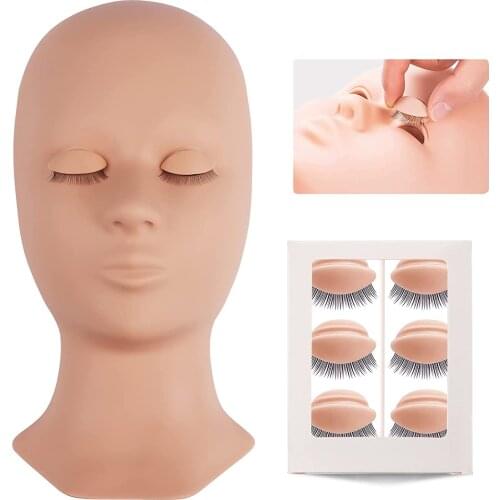 Lash Mannequin Head Eyelash Extension Training kit Replacement Eyelids Silicone Makeup Model Eyelash Practice Head Tools