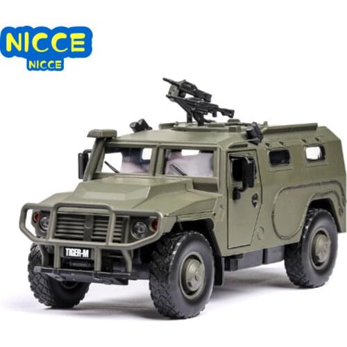 Simulation 1:32 Model Car Toys Military Russian Explosion-proof Armored Vehicle With Sound Light Door Alloy Car Kids Toy