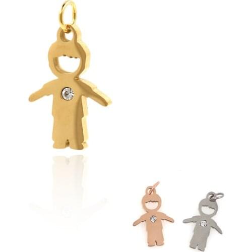 Micropavé CZ Hip Hop Fashion Character Necklace Exquisite Boy Pendant Character Jewelry Charm DIY Charm 24.4x13.3x1.8mm