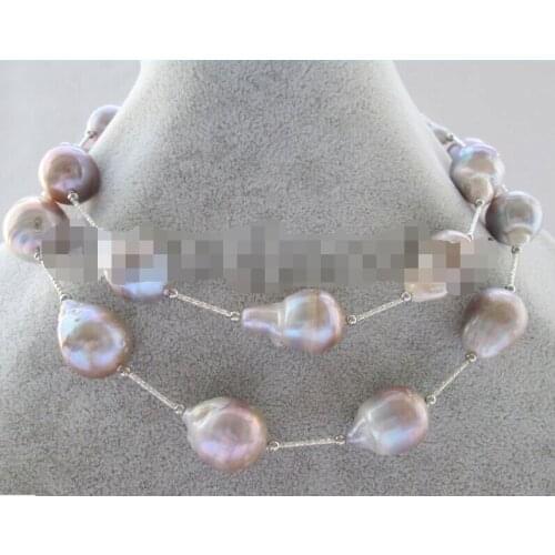 CBN370 Charming 32" 26mm natural purple baroque keshi reborn freshwater pearl necklace