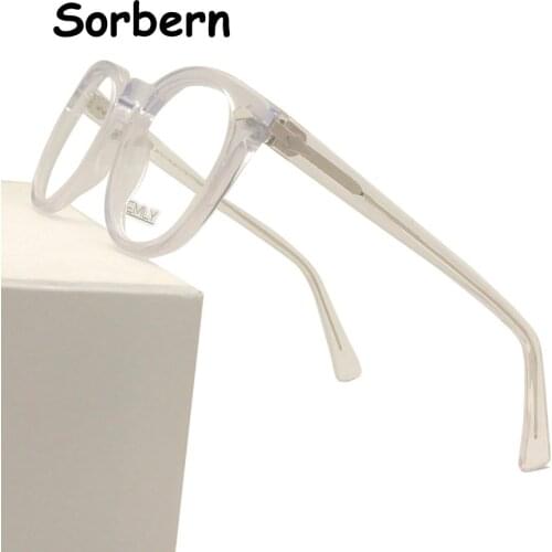 Handmade Acetate Round Mens Eyeglasses Frames Transparent Women Retro Full Myopia Optical Frame Men Male Spectacles Frames Woman