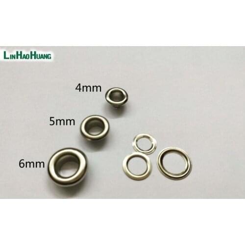 Wholesale200sets/lot metal brass eyelets with washer 4/5/6mm small round metal grommets nickle color+1set of tools free shipping