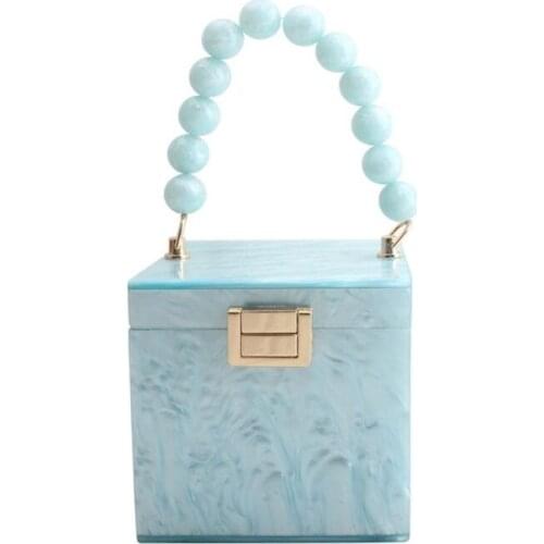 Gift Box Shape Women Acrylic Party Clutch Purse Evening Tote Wedding Handbag Purse