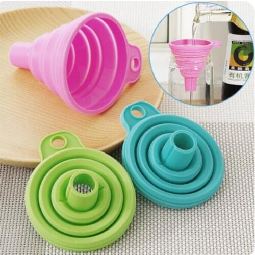 Protable Mini Silicone Foldable Funnels Collapsible Style Funnel Hopper Kitchen Cozinha Cooking Tools Accessories Gadgets D3