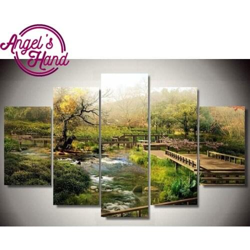 Natural scenery 5pcs/set diy diamond painting cross stitch 5d diamond embroidery landscape mosaic diamond painting rhinestones