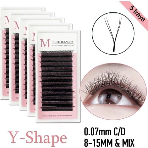 HIMEECIL 5 trays YY Shape Volume Lash Individual Cilios Extension Natural and Soft Lash Wholesale/Supplies