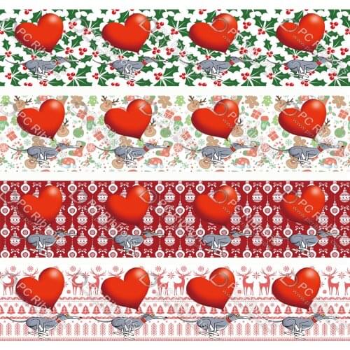 2" Christmas Greyhound Ribbon Cartoon Galgos Dog Custom for DIY Crafts Hair Bow Collar Lanyard/Satin /3" Grosgrain Ribbons CA366