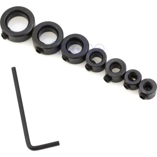 New 7Pcs Drill Depth Stop Collars & Hex Wrench Drill Bits Consistent Drilling