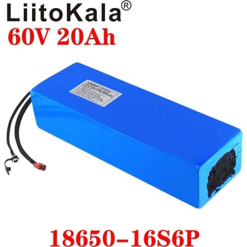 LiitoKala 60V ebike battery 60V 20Ah lithium ion battery electric bicycle battery 60V 1500W electric scooter battery