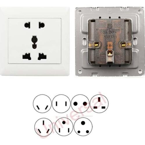 Universal 10A 5Pin Power Wall Outlet Socket Plate Panel UK/US/EU/AU/Plug new