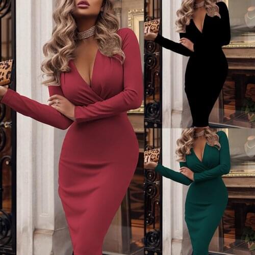 Evening Formal Dress Knee Length High Waist Long Sleeve Pleated Dress Midi Elegant Sukienka Women Party Night Dress Sexy Pencil