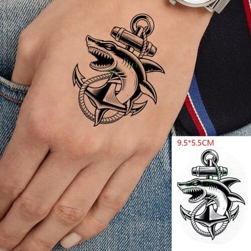 Waterproof Temporary Tattoo Sticker Shark Big Fish Anchor Sea Animal Body Art Flash Tattoo Fake Tattoo for Women Men