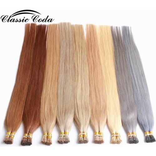 Classic Coda I Tip Keratin Pre bonded Hair Extensions Real Remy Russian Human Hair On The Capsule Hair 1g/s 20inch