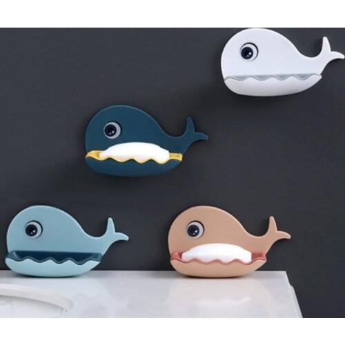 Wonderlife Whale Shaped Non Perforated Soap Holder Bathroom Drain Soap Box Toilet Soap Holder Wall Mounted Shelf Soap Dishes