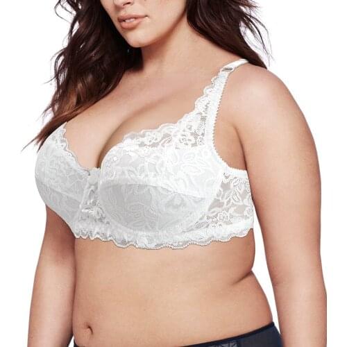 YANDW White Bras Womens Intimate Thin Padded Push Up Brand Luxury Lace Embroidery Sexy Underwear A B C D DD E 34 36 38 40 42 44