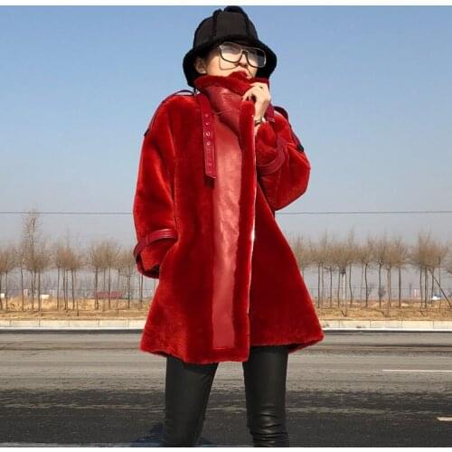 Fur Coat Women Real Winter Warm Sheep Shearing Jacket Korean Fashion Woolen Overcoat Abrigos Mujer Invierno 2020 YY742
