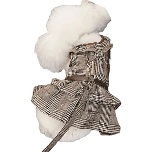 Winter Dog Clothes Pet Dress Harness For Small Dogs Skirt Leash Costumes Yorkshire Pomeranian Poodle Pug French Bulldog Clothing