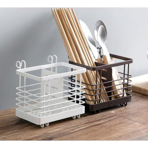1pc Wrought Iron Drain Rack Chopsticks Box Household Kitchen Spoon Storage Drain Tableware Holder