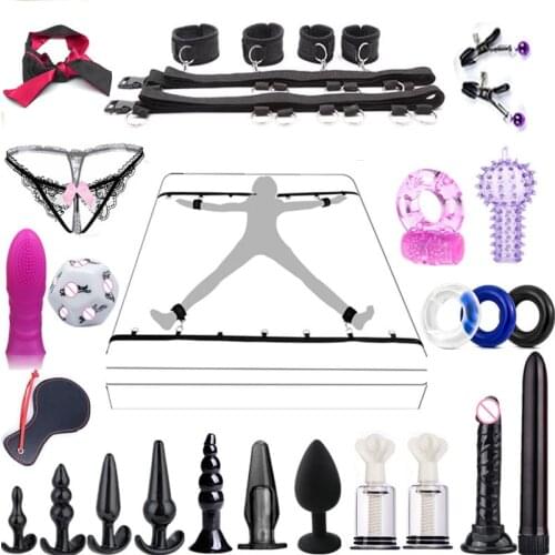 20 Pcs/Set Sexy Bdsm Kits Plush Bondage Set Handcuffs Sex Games Whip Gag Nipple Clamps Sex Toys for Couples Exotic Accessories