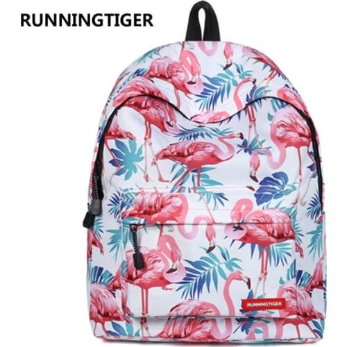 3D Flamingo Cartoon Printing Backpack Stitching Floral Casual Daily Travel Bag Teenagers School Bag Mochila