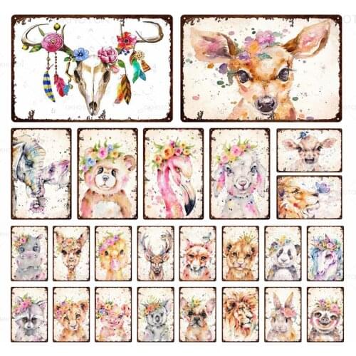 Abstract Cut Funny Animal Metal Sign Tin Poster Kitchen Home Bar Pub Decor Wall Sticker Retro Vintage Plate Wall Art Painting