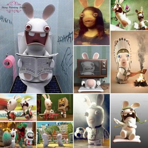 5D DIY Diamond Painting Crazy Rabbits Cartoon Movie Animal Full Square Round Drill Diamond Embroidery Cross Stitch Mosaic Child