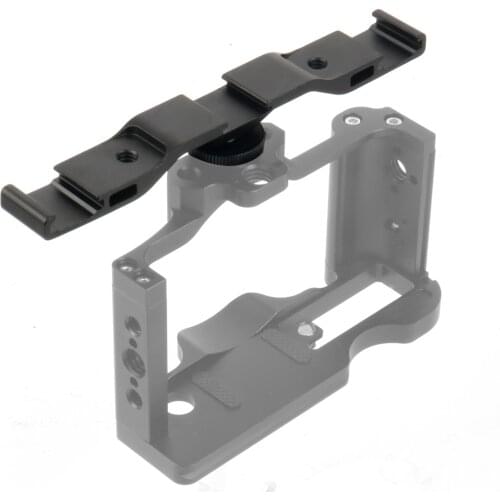 Dual Cold Shoe Mount Extension Bar Aluminum Flash Bracket with 1/4" Thread Hole for DSLR Camera Light Microphone