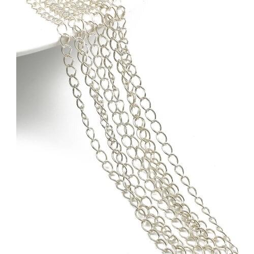 1pc/lot 50cm 925 Sterling Silver Link Chains Bulk Necklace Chain For DIY Bracelet Jewelry Making Accessories Handmade Findings