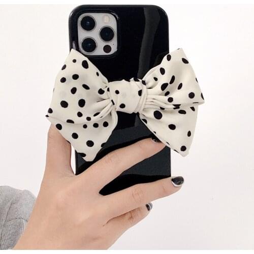 3D White Black Polka Dot Bow Phone Case For iPhone 12 11 Pro Max XS XR X 7 8 Plus SE 2020 Silicone Wave Point Soft TPU Cover