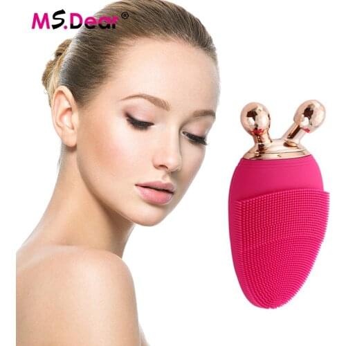 Electric Facial Cleansing Brush Face Lifting Device Women Silicone Sonic Face Cleaner Deep Pore Cleaning V Line Massager