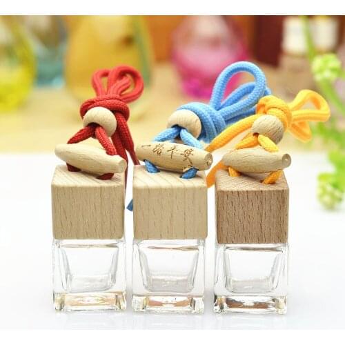 6 ML Essential Oil Vial Glass Perfume Refillable Bottle Square Transparent Car Pendant Empty Suspension Bottle Aroma Vial 20 pcs