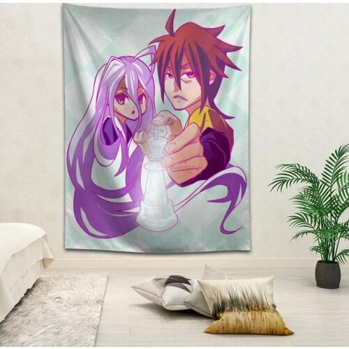 Hot Sale Custom Anime No Game No Life Printed Tapestry Background Decorative Tapestry Various Sizes Wall Hanging Decor