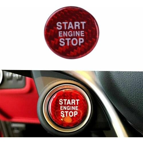 Red Black Carbon Fiber Ignition Button Start Button Decoration Sticker For Alfa Romeo Giulia Stelvio Car Auto Accessories