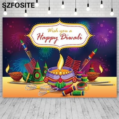 Colorful Lights Diwali Background Holiday Family Table Decoration Banner Photography Photo Custom Child Birthday Vinyl Backdrop