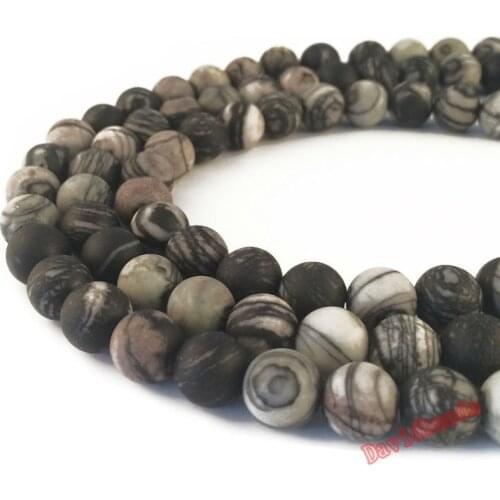 Fctory Price Round Natural stone beads Matte Grid-like stripe stone Loose beads for Bracelet Necklace Jewelry Making Jd560